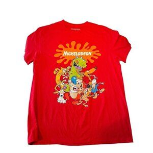NWOT Nickelodeon Men's Red Short Sleeve T Shirt Large Nickelodeon Characters